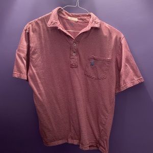Red and white striped polo